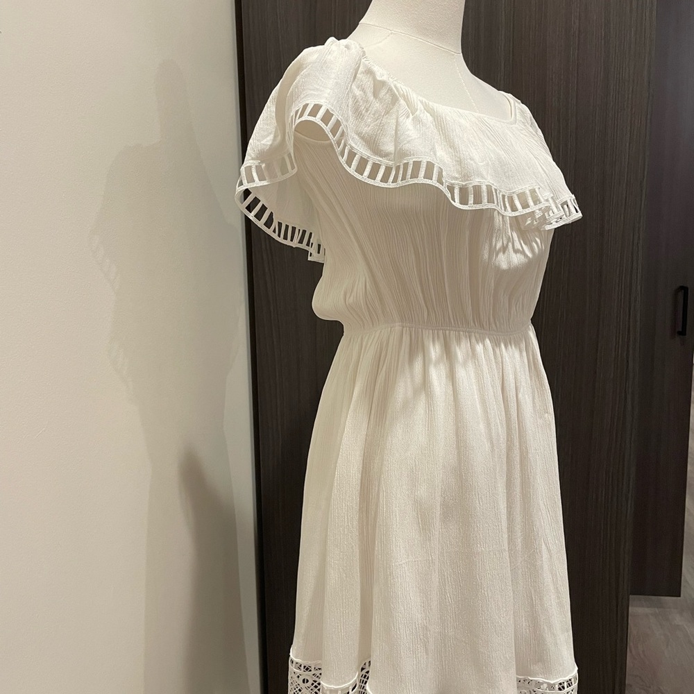 Express White Ruffle Mini Dress - Picture 2 of 4